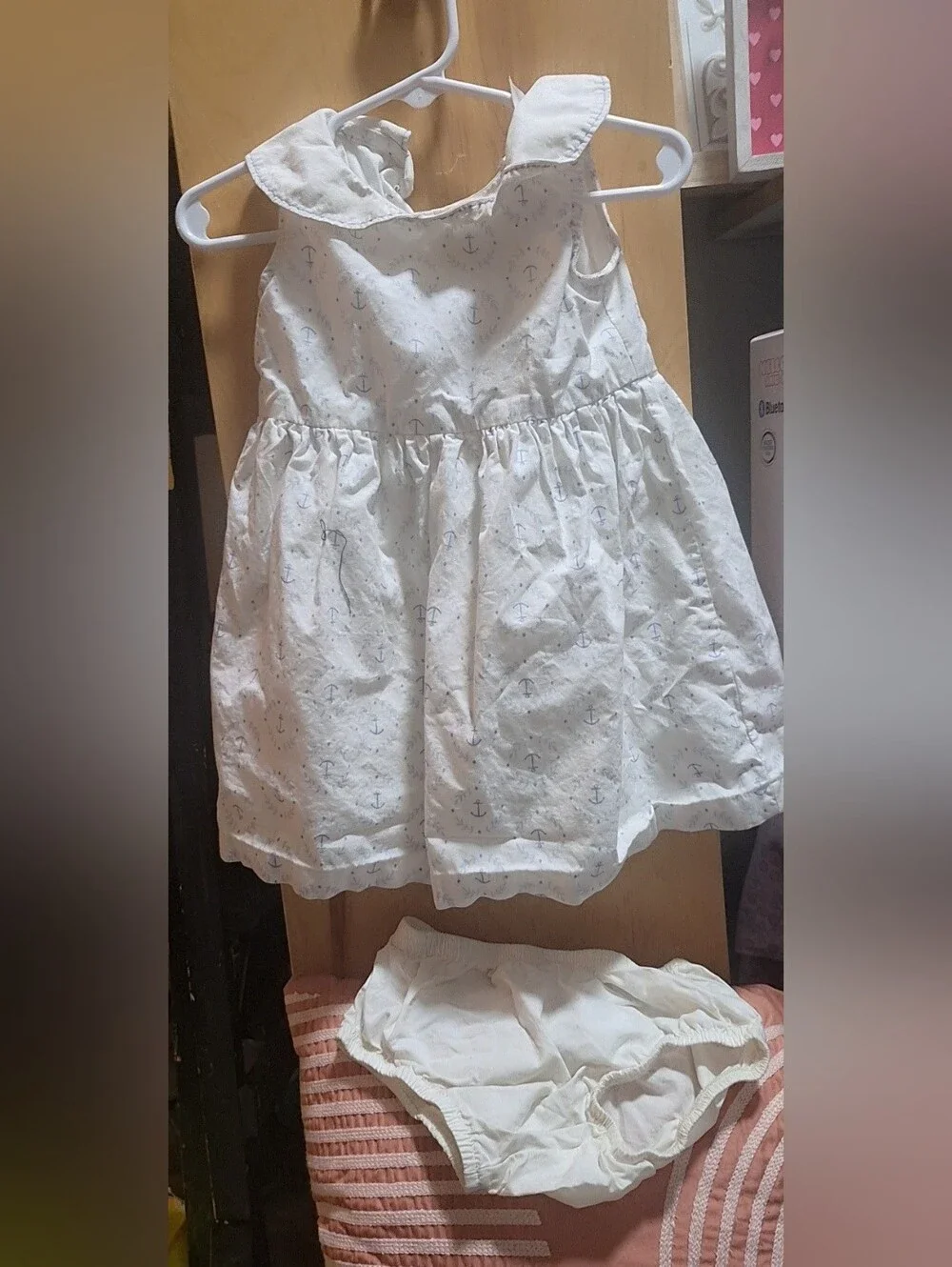 Carter's White Skater Dress with Blue Anchor Print